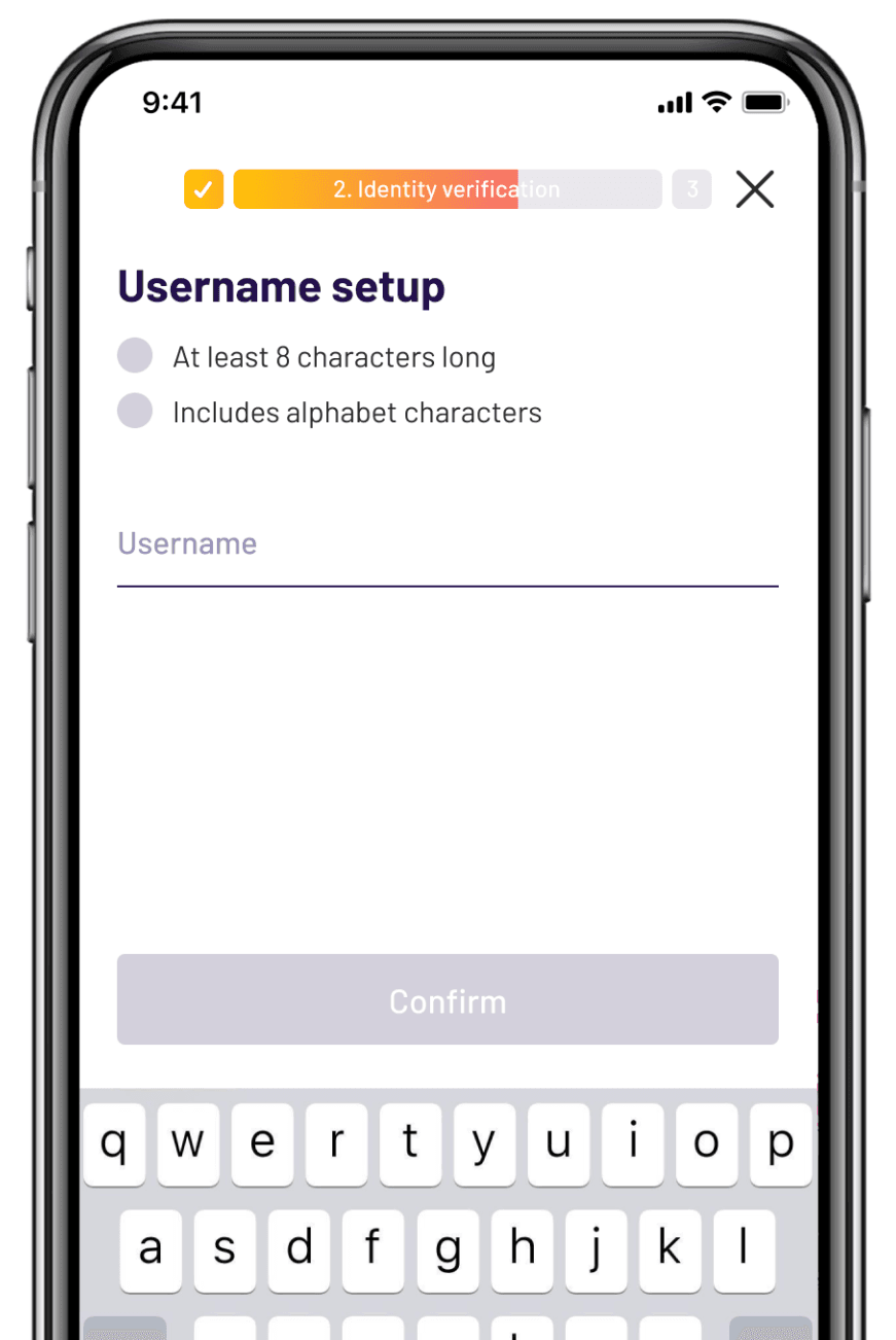 Set up username and login password