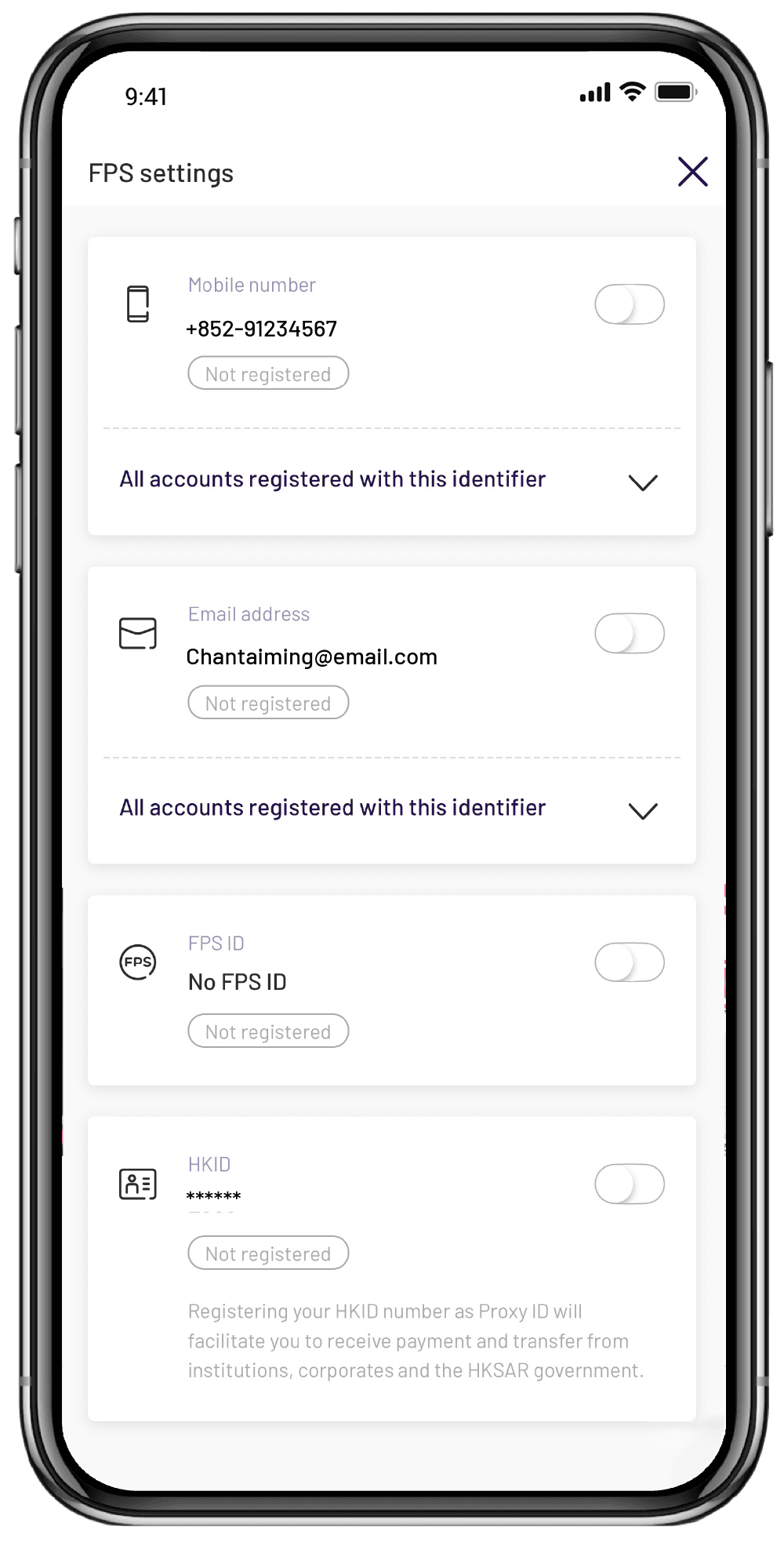 Choose FPS proxy ID to register